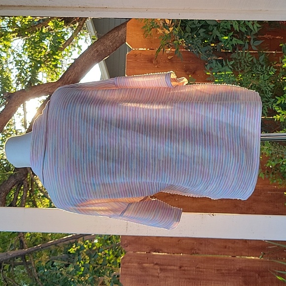 Le Lis Subtle Rainbow Striped Button Down Short Sleeve Top - Picture 8 of 11
